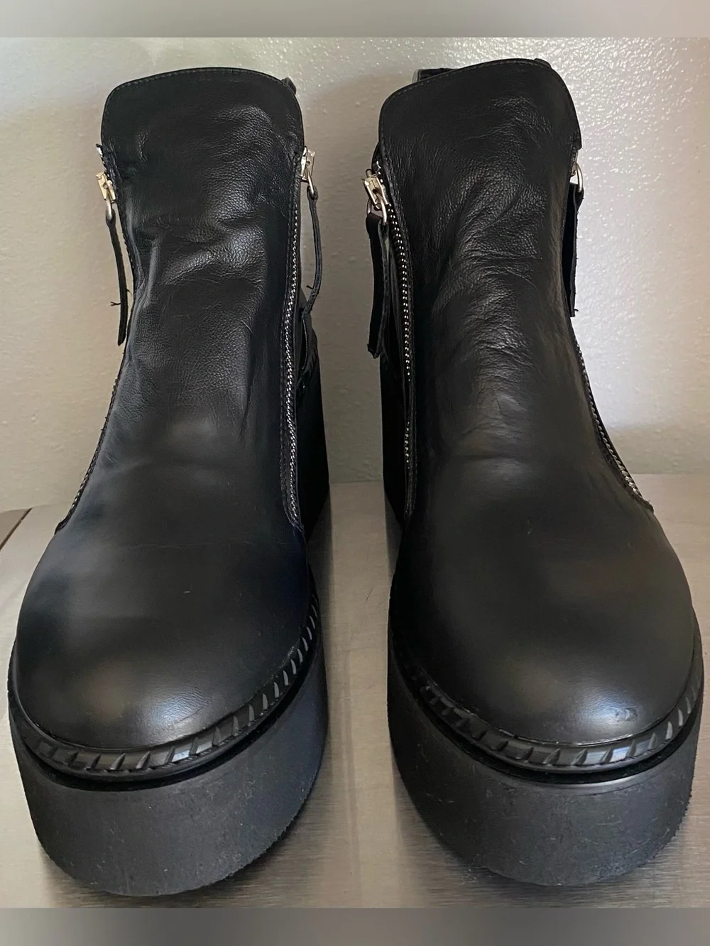 NEW STEVE MADDEN WOMENS LEATHER PLATFORM DOUBLE ZIP BOOTS